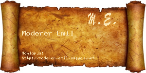 Moderer Emil névjegykártya